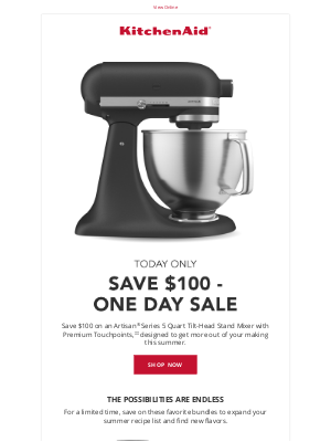 KitchenAid - Save $100 on Select Stand Mixers - Today Only!