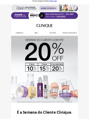 Clinique (Brazil) - Semana do Cliente Clinique: descontos progressivos 🔥✨