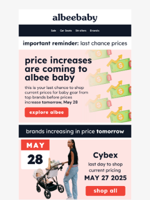 Albee Baby - 🚨 Important Pricing Message: Last Chance Reminder 🚨