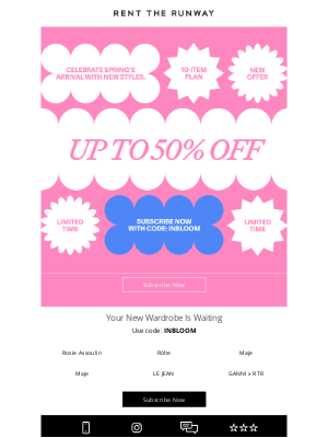 Rent the Runway - Almost Gone: 50% Off Your First Month