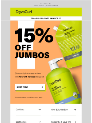 DevaCurl - ⌛ FINAL HOURS to Save 15% OFF Jumbos ⌛