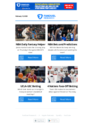 FanDuel - Thursday NBA DFS Helper