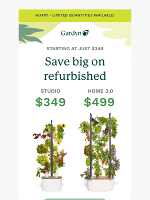 Gardyn - Save Big: Refurbished Studio & Home 3.0 From $349 🚨