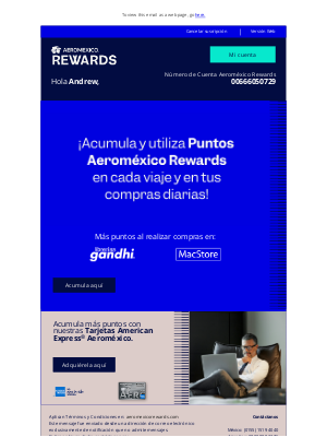 Aeromexico (Mexico) - Acumula puntos por tu vuelos y compras