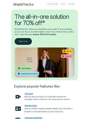 SimplePractice - Special Offer: Take 70% off 3 months