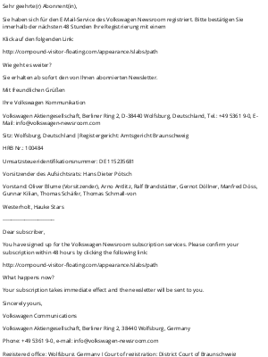 Volkswagen - Ihre Newsletter-Registrierung - Volkswagen Newsroom / Your newsletter subscription - Volkswagen Newsroom