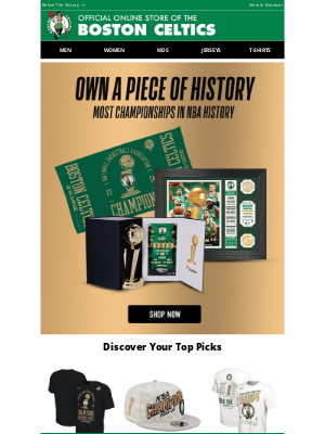 Boston Celtics Store - We Are Champs! Own A Piece of History