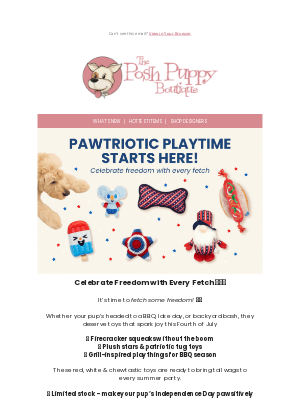 Posh Puppy Boutique - Stars, Stripes & Squeaks 🇺🇸🧸