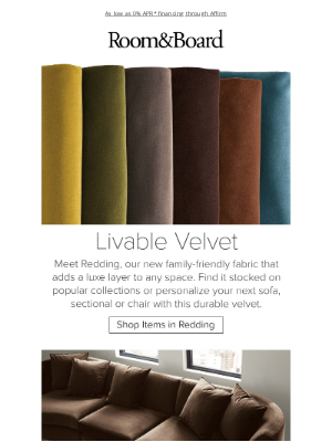 Room & Board - New! Performance velvet in rich hues