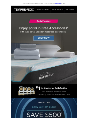 Tempur-Pedic - Free accessories with select mattress purchases