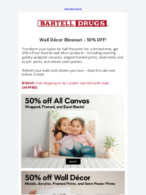 Rite Aid - 📸 Big Sale: 50% Off Gallery Wrapped Canvas Prints