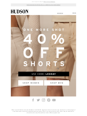 Hudson Jeans - Sale Extended: 40% Off Shorts