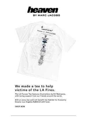 Marc Jacobs - WE ❤ LA – WILDFIRE RELIEF TEE AVAILABLE NOW