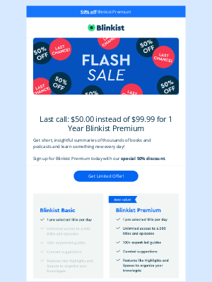Blinkist - ⏳LAST CHANCE - Flash Sale! 50% off Blinkist Premium