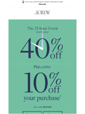 J.Crew Factory - The 25-hour Event starts now!