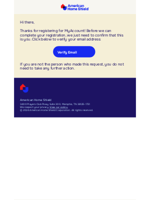 American Home Shield - Verify your email address for AHS MyAccount