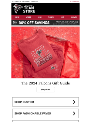 Atlanta Falcons - Win The Holidays: 30% Off + 2024 Gift Guide!