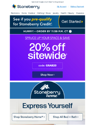 Stoneberry - You Could Get Pre-Qualified + So Much Style From Stoneberry Home + 20% Off