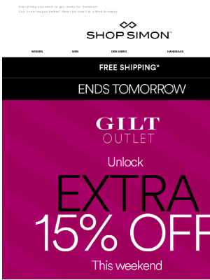 Simon Property Group - 72 Hours Gilt Outlet EXTRA 15% off