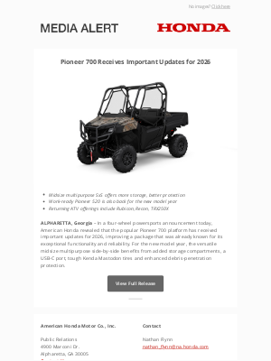 Honda - Pioneer 700 Receives Important Updates for 2026