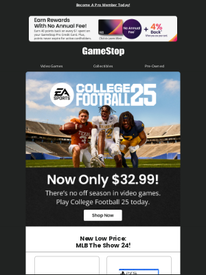 GameStop - 🏈 Score College Football 25 for only $32.99!