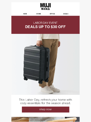 MUJI - Happy Labor Day 🎉 Up To $30 OFF!