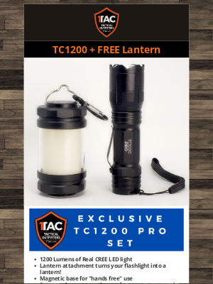 1TAC - LAST DAY: Every Flashlight comes with a FREE lantern attachement!