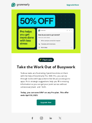Grammarly - 50% off Pro: less busywork, more done