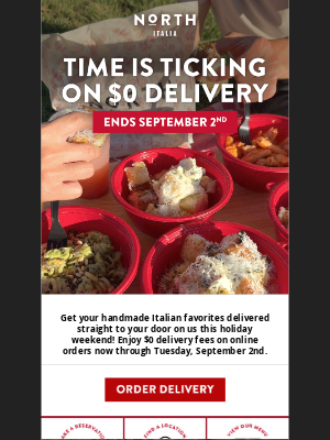 North Italia - $0 delivery ends Tuesday!