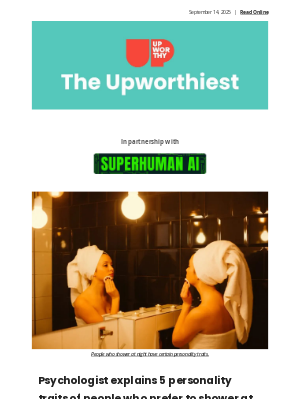 Upworthy - Psychologist explains 5 personality traits of people who prefer to shower at night