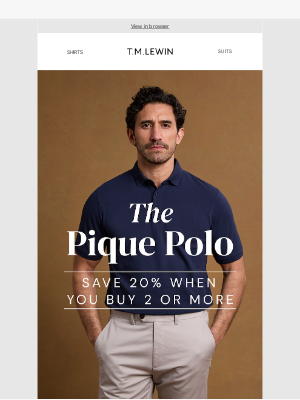 T.M.Lewin (United Kingdom) - The Pique Polo | 20% off 2 or more