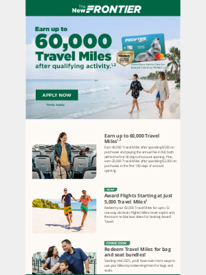 Frontier Airlines - 60,000 Travel Miles could make your dream vacation a reality 🏖️