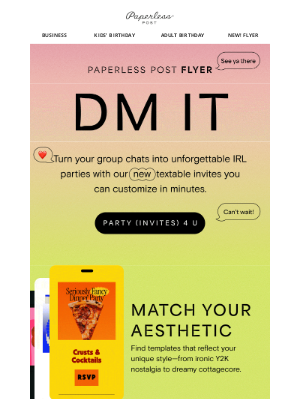 Paperless Post - New! Textable invites for IRL parties