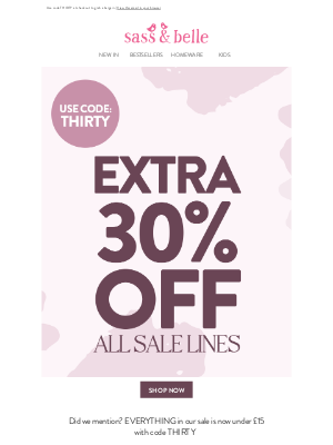 Sass & Belle (United Kingdom) - All Sale lines now under £15!