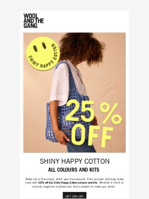 Wool and the Gang - What’s Shiny, Happy and 25% Off?