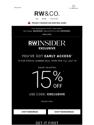 RW&CO.(Canada) - Your invite to a secret summer deal, Richard