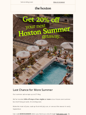 The Hoxton - Last chance for 20% off summer stays