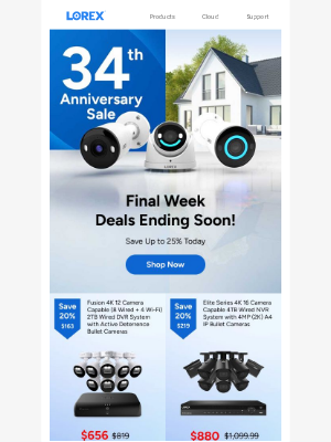 Lorex Technology - Final Week of Lorex Anniversary Celebration-Up to 25% Off