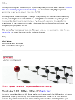 S&P Global - FW: [Webinar] 2025 Top P&C Insurance Company Performance Rankings