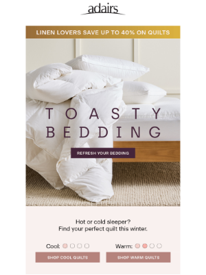 Adairs (Australia) - Cold outside? Stay Toasty with the Perfect Quilt
