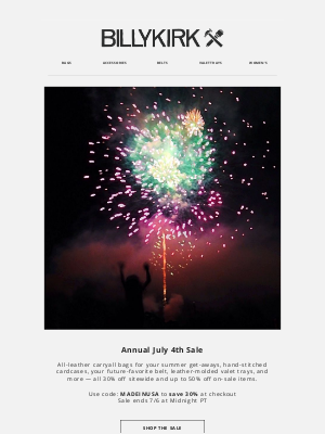 Billykirk, Inc. - Our Annual July 4th Sale Continues