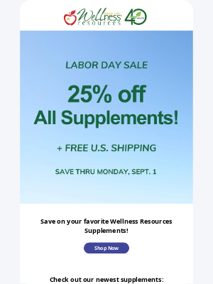 Wellness Resources - Labor Day Weekend: 25% Off Sitewide!