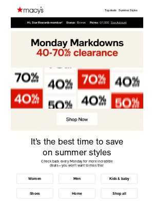 Macy's - Up to 70% off summer clearance