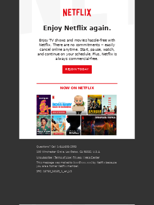 Win back email campaign by Netflix
