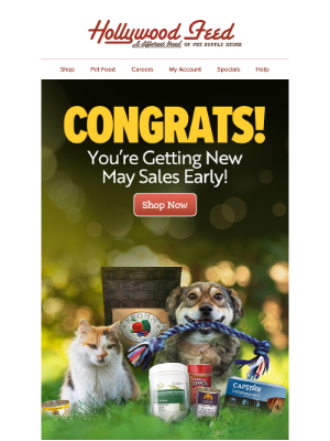 Hollywood Feed - Congrats! You're Getting New May Sales Early! 🐶🐈