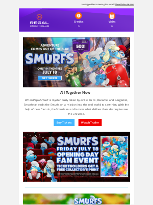 Regal Entertainment Group - Marion, un-smurfin-believable collectibles are headed your way!