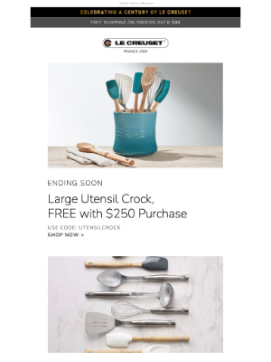 Free Utensil Crock Gift With Purchase Ending Soon