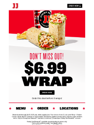 Jimmy John's - Hey martin, your $6.99 Wrap reward is waiting ⏰