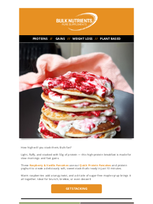 Bulk Nutrients(Australia) - Flippin' Delicious Fluffy Raspberry & Vanilla Pancakes 🥞
