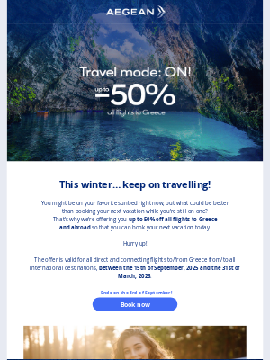 Aegean Airlines - Up to 50% off all flights to Greece and abroad!